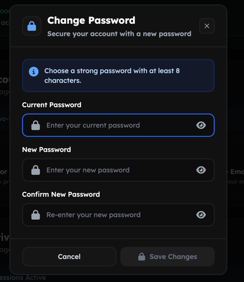 Change Password modal